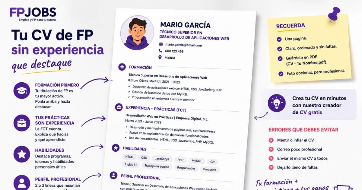 Cómo hacer un CV de FP sin experiencia que destaque