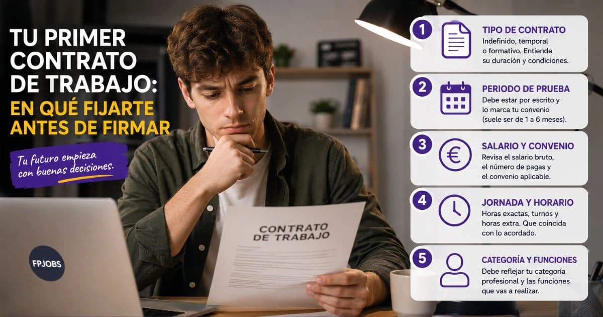 Tu primer contrato de trabajo: en qué fijarte antes de firmar