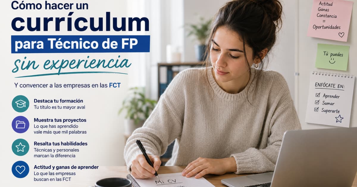 Cómo hacer un currículum de Técnico de FP sin experiencia (y convencer en las FCT)